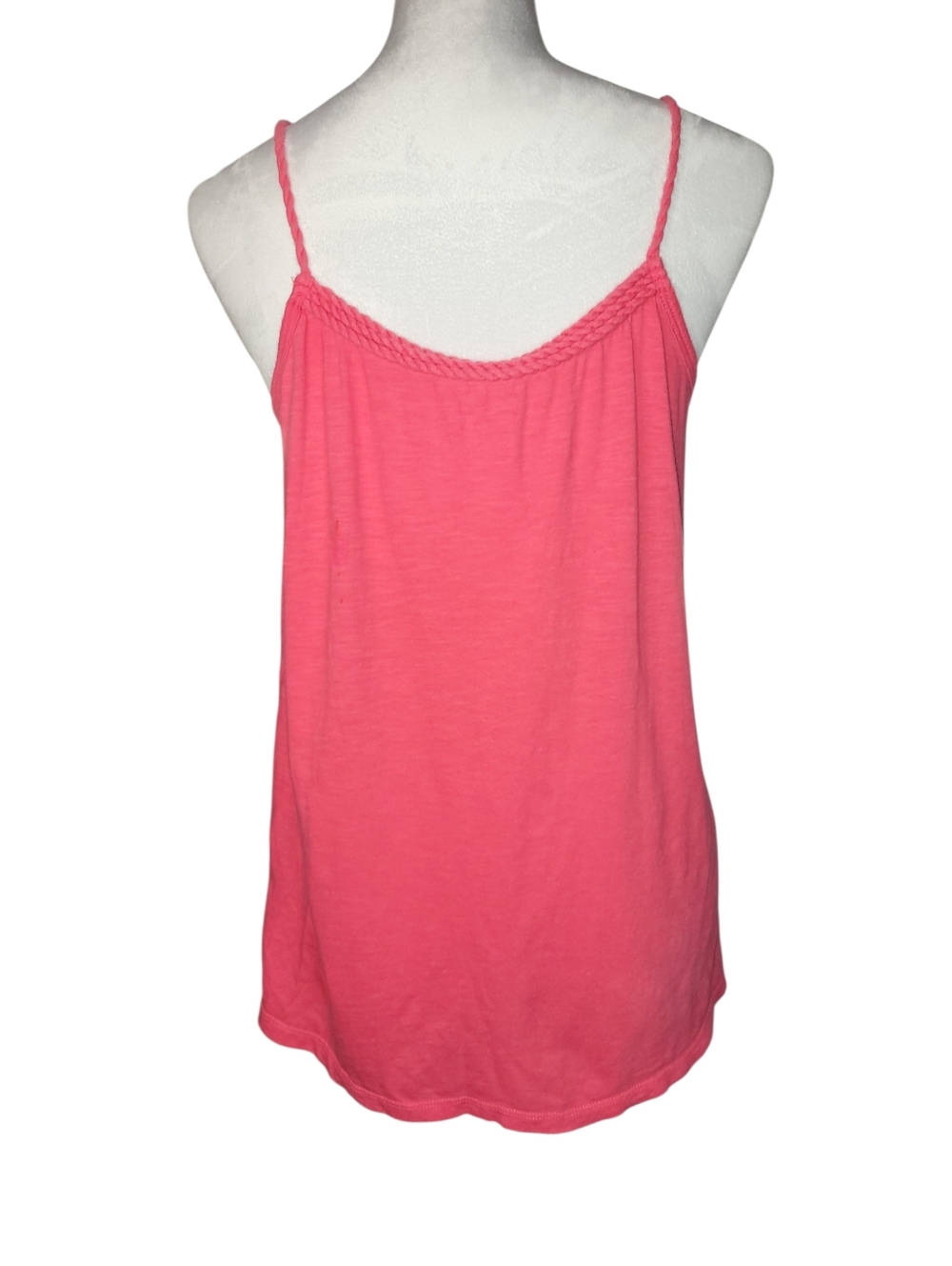 Gap Pink Tank Top With Braided Spaghetti Straps And Neckline Trim Size Large